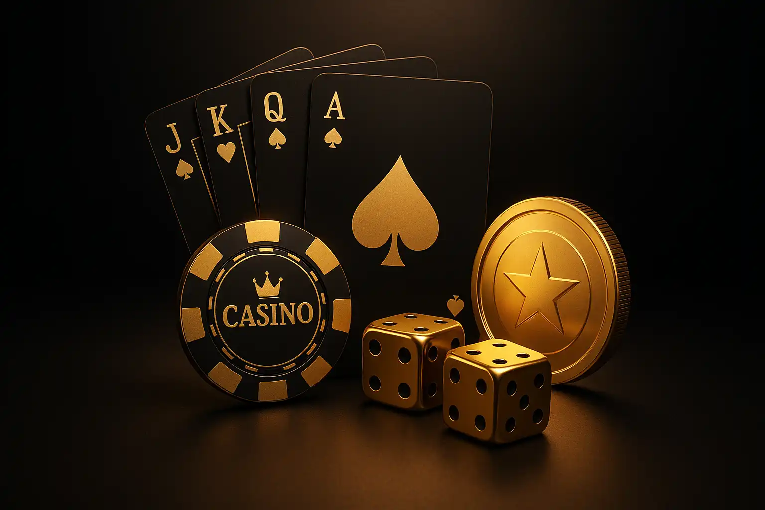 Premium gold and black Spinloots Casino brand visual with casino chips and reels